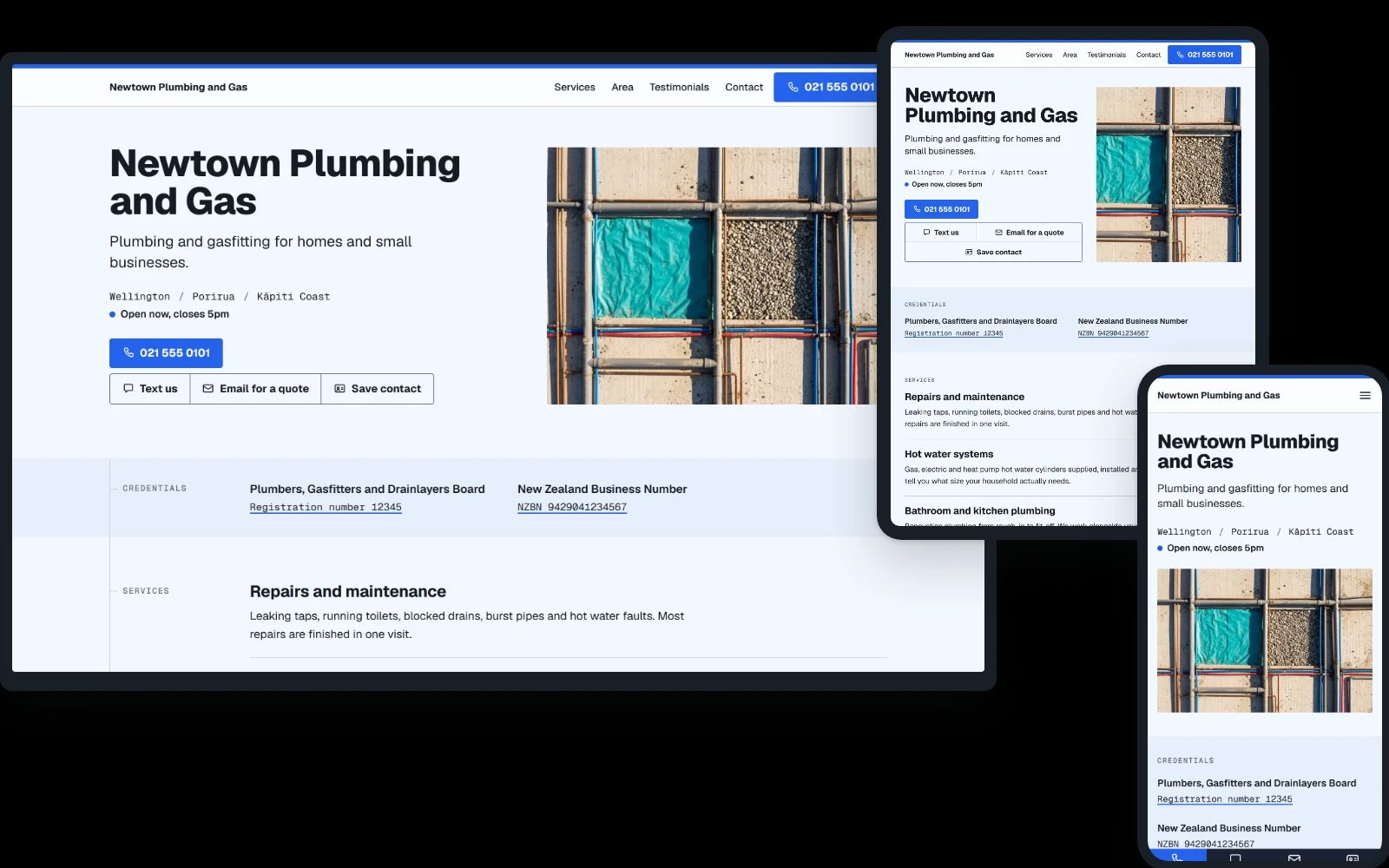Docket on a desktop, a tablet and a phone: a plumber in Wellington