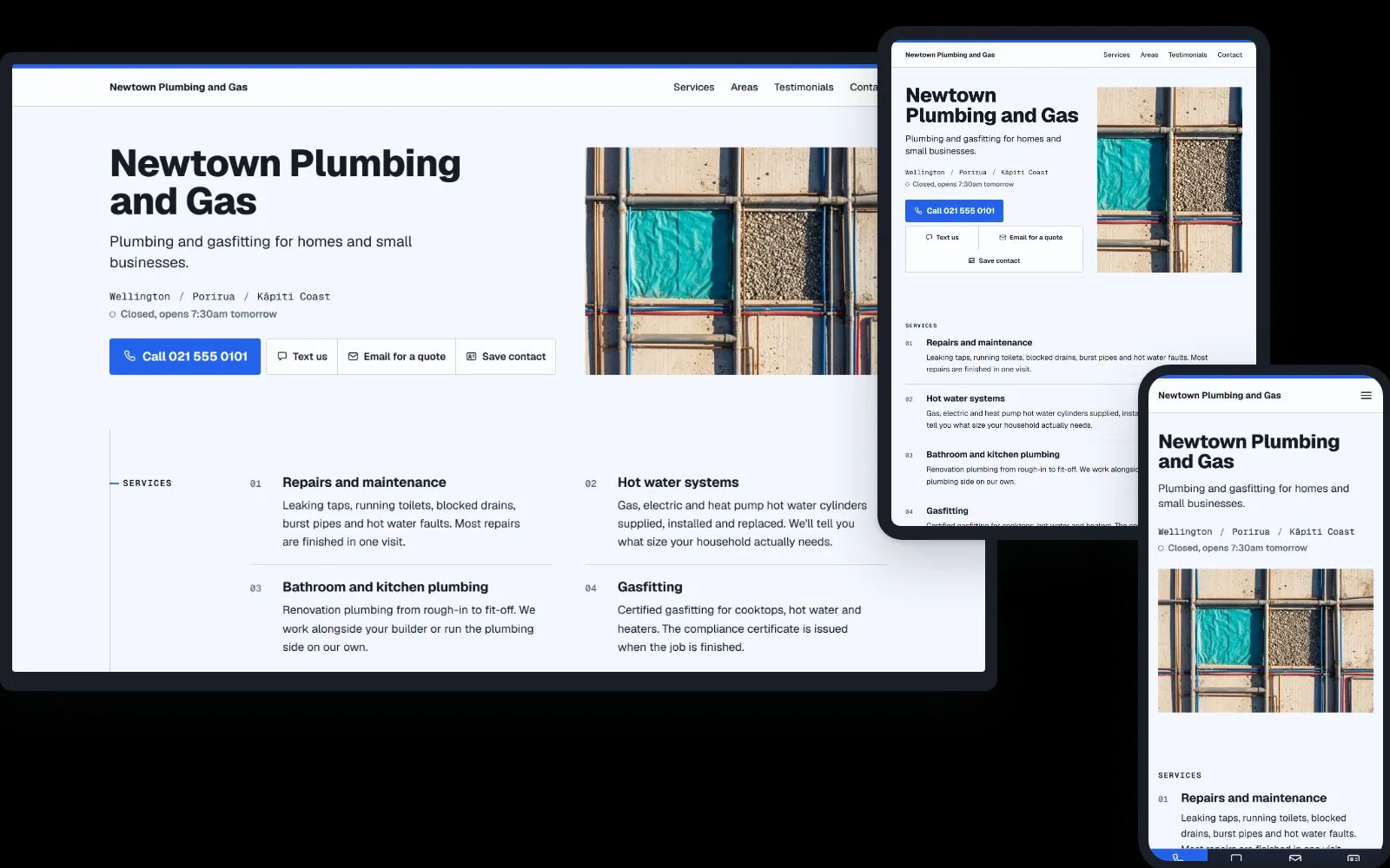 Docket on a desktop, a tablet and a phone: a plumber in Wellington